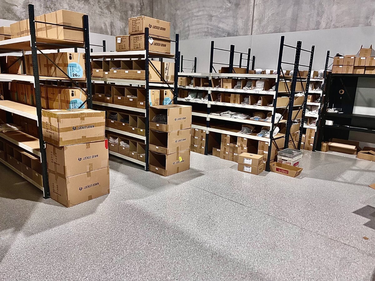 Storage and racking areas epoxy flooring project